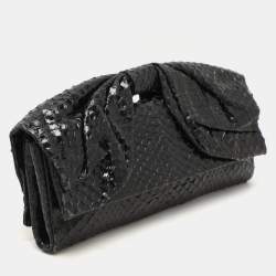 Valentino Black Python Bow Clutch