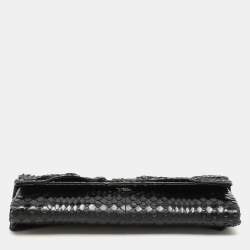 Valentino Black Python Bow Clutch