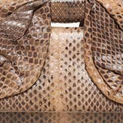 Valentino Brown/Beige Python Bow Clutch