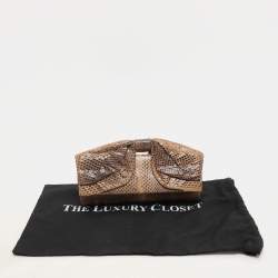 Valentino Brown/Beige Python Bow Clutch