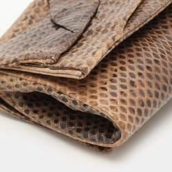 Valentino Brown/Beige Python Bow Clutch