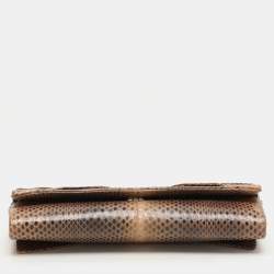 Valentino Brown/Beige Python Bow Clutch