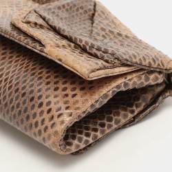 Valentino Brown/Beige Python Bow Clutch