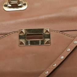 Valentino Beige Leather Medium Rockstud Trapeze Tote