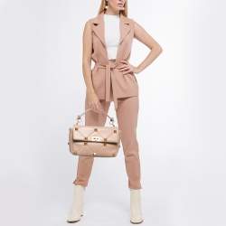 Valentino Beige Leather Large Roman Stud Shoulder Bag