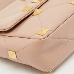 Valentino Beige Leather Large Roman Stud Shoulder Bag