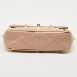 Valentino Beige Leather Large Roman Stud Shoulder Bag