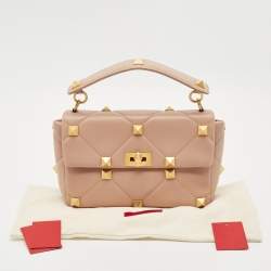 Valentino Beige Leather Large Roman Stud Shoulder Bag
