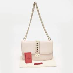 Valentino Pink Leather Medium Glam Lock Shoulder Bag