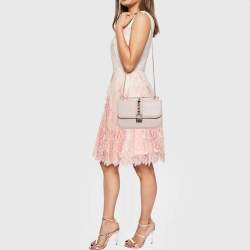 Valentino Pink Leather Medium Glam Lock Shoulder Bag