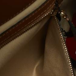Valentino Cream/Brown Leather and Python Rockstud Flap Tote