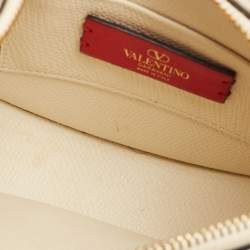 Pre Owned Valentino Off White Leather Mini VLogo Hobo