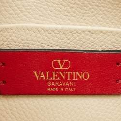 Pre Owned Valentino Off White Leather Mini VLogo Hobo