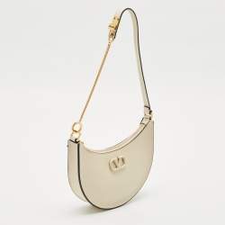 Pre Owned Valentino Off White Leather Mini VLogo Hobo