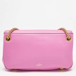 Valentino Pink Leather Stud Sign Shoulder Bag