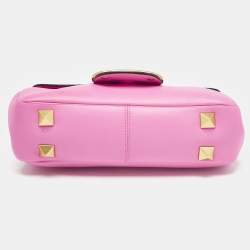 Valentino Pink Leather Stud Sign Shoulder Bag