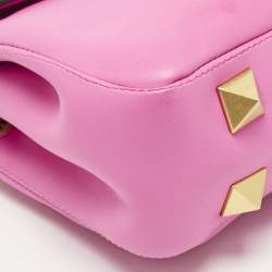 Valentino Pink Leather Stud Sign Shoulder Bag