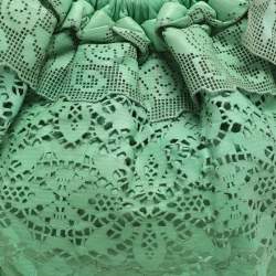 Pre Owned Valentino Light Green Laser Cut Leather Laceland Hobo