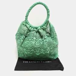 Pre Owned Valentino Light Green Laser Cut Leather Laceland Hobo
