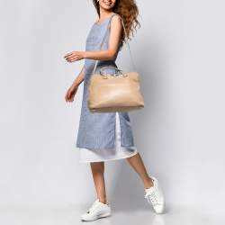 Valentino Beige Leather Rockstud Dome Satchel