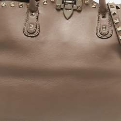 Valentino Beige Leather Rockstud Dome Satchel