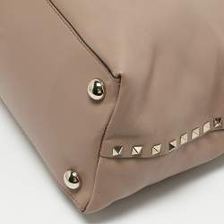 Valentino Beige Leather Rockstud Dome Satchel