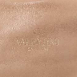 Pre Owned Valentino Beige Leather Floral Applique Shoulder Bag
