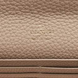 Valentino Beige Leather Rockstud Wallet on Chain