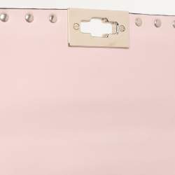 Valentino Peach Quilted Velvet Medium Rockstud Spike Chain Bag