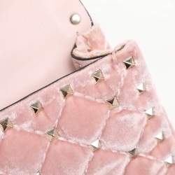 Valentino Peach Quilted Velvet Medium Rockstud Spike Chain Bag