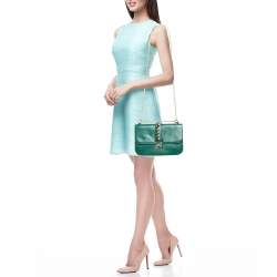 Valentino Green Leather Medium Rockstud Glam Lock Flap Bag
