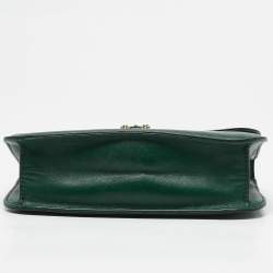 Valentino Green Leather Medium Rockstud Glam Lock Flap Bag