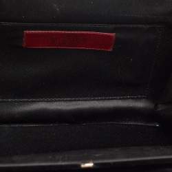 Valentino Black Satin Crystals Frame Chain Clutch
