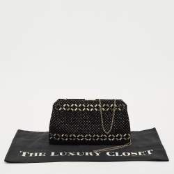 Valentino Black Satin Crystals Frame Chain Clutch