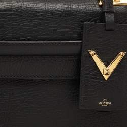 Valentino Black Leather Medium My Rockstud Top Handle Bag