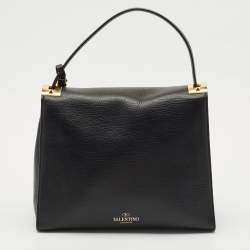 Valentino Black Leather Medium My Rockstud Top Handle Bag