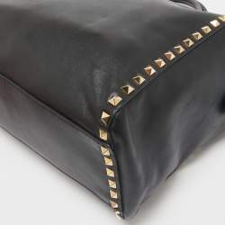 Valentino Black Leather Rockstud Zip Satchel