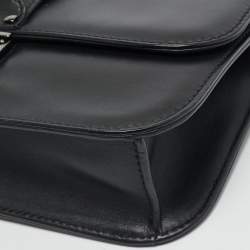 Valentino Black Leather Medium Noir Edition Glam Lock Shoulder Bag