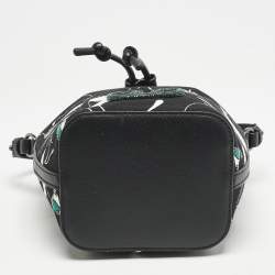 Valentino Black Panther Print Canvas Mini Escape Bucket Bag