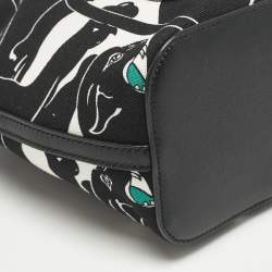 Valentino Black Panther Print Canvas Mini Escape Bucket Bag