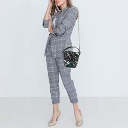 Valentino Black Panther Print Canvas Mini Escape Bucket Bag