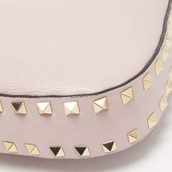 Valentino Pink Leather Rockstud Zip Crossbody Bag