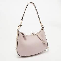 Valentino Pink Leather Rockstud Zip Crossbody Bag