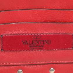 Valentino Clear/Red PVC Medium Rockstud Spike Top Handle Bag
