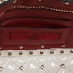 Valentino Clear/Red PVC Medium Rockstud Spike Top Handle Bag