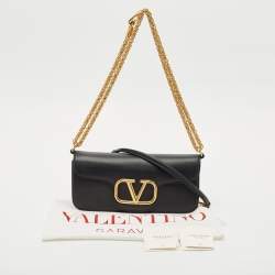 Valentino Black Leather Loco Flap Shoulder Bag
