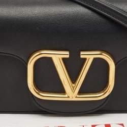 Valentino Black Leather Loco Flap Shoulder Bag