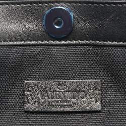 Valentino Dark Blue/Black Canvas and Leather VLTN Weekender Tote
