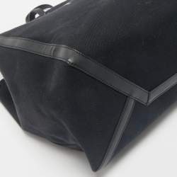 Valentino Dark Blue/Black Canvas and Leather VLTN Weekender Tote