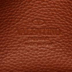 Pre Owned Valentino Brown Leather Rockstud Flap Crossbody Bag